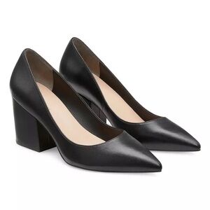 Stuart Weitzman Stuart Power 75 Black Block Heel Pumps